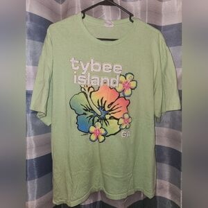 XL Tybee Island Mint Green Tshirt Flower